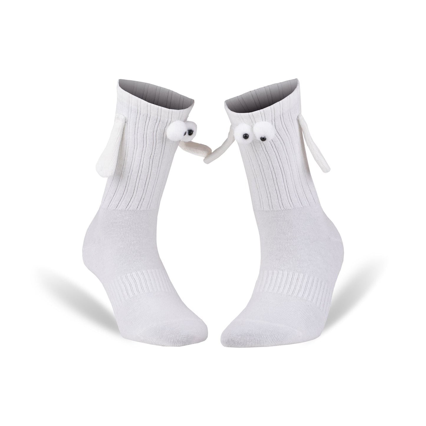 White Socks with Magnetic Hands Couple Socks for Valentines Day 1 Pair