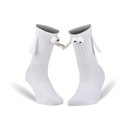 White Socks with Magnetic Hands Couple Socks for Valentines Day 1 Pair