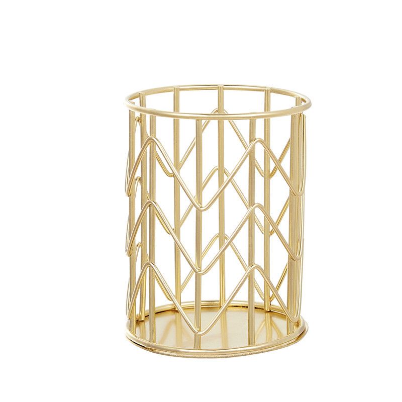 Metal Iron Penholder Office Storage And Sorting Basket Stationery Makeup Brush Storage Bucket Multifunctional Penholder