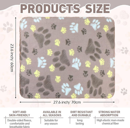 10 Pieces Pet Blankets with Paw Print Dog Cat Fleece Blankets Soft Warm Sleep Mat Pad Bed Cover for Kitten Puppy and Other Small Animals, 24 x 28 Inch