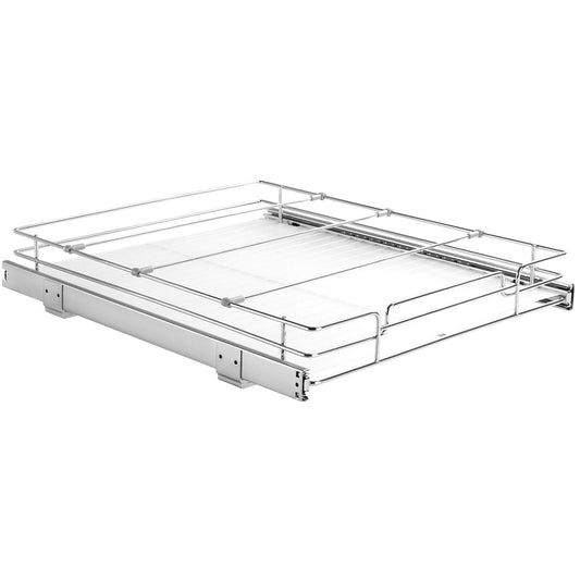 VEVOR 15.5"Wx21"Dx3.5"H Pull Out Cabinet Organizer, Heavy Duty Slide Out Pantry Shelves, Steel Roll Out Drawers, Sliding Drawer Storage for Home Under Sink, 17"Wx22"Dx7"H Install Size for Cabinet