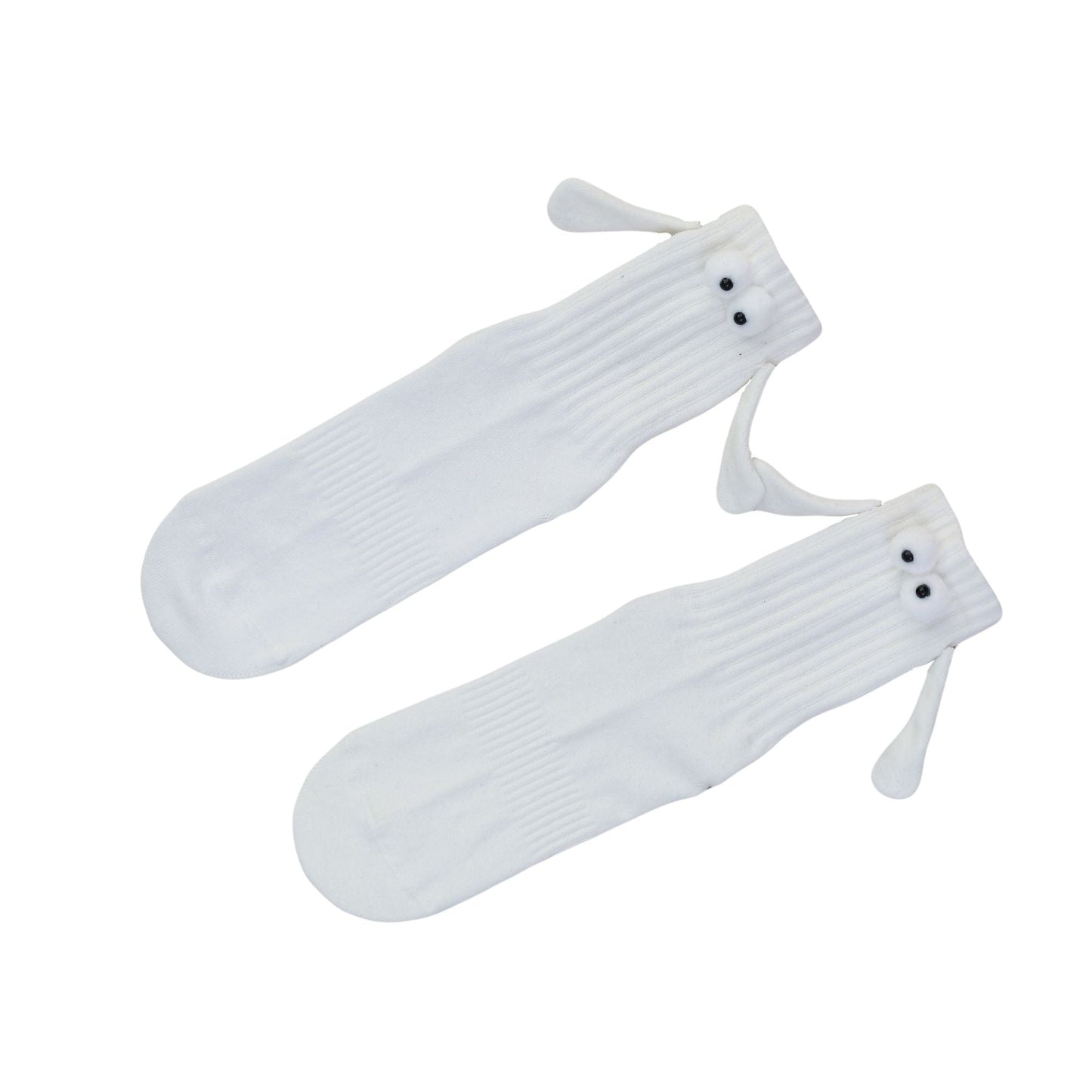 White Socks with Magnetic Hands Couple Socks for Valentines Day 1 Pair