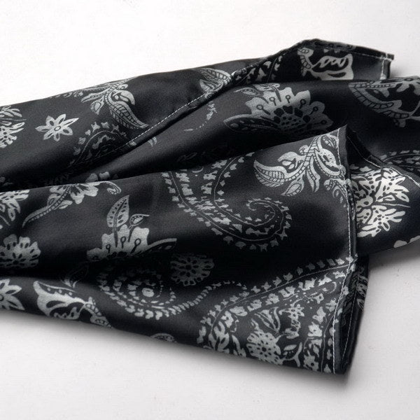 Blando Black Flower and Paisley Noble Decent Soft Natural Silk Scarf/Wrap/Shawl(Small)