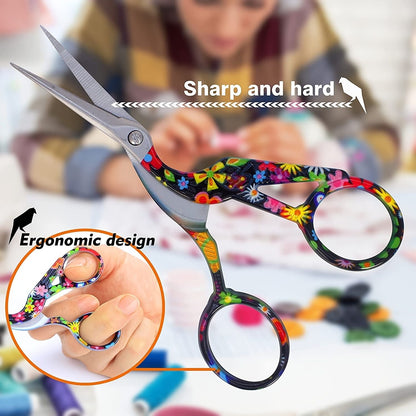 Craft Scissors Stork Sewing Embroidery Scissors With Leather Scissors Cover Bird Scissor For Fabric Cutting Paper Crafting Office Scissors Sewing Handicrafts Tool