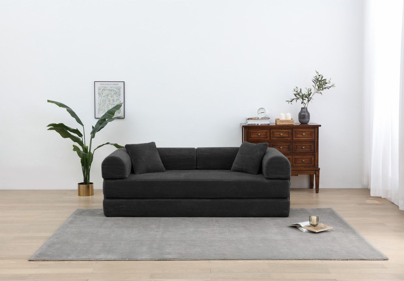 Foldable Sofa Bed, 77.9'' Folding Floor Couch, Compressed Convertable Sleeper Sofa, Memory Foam Couch with Pillow Back Support Armrest, 4-in-1 Futon Sofa Bed for Living Room, Army green
