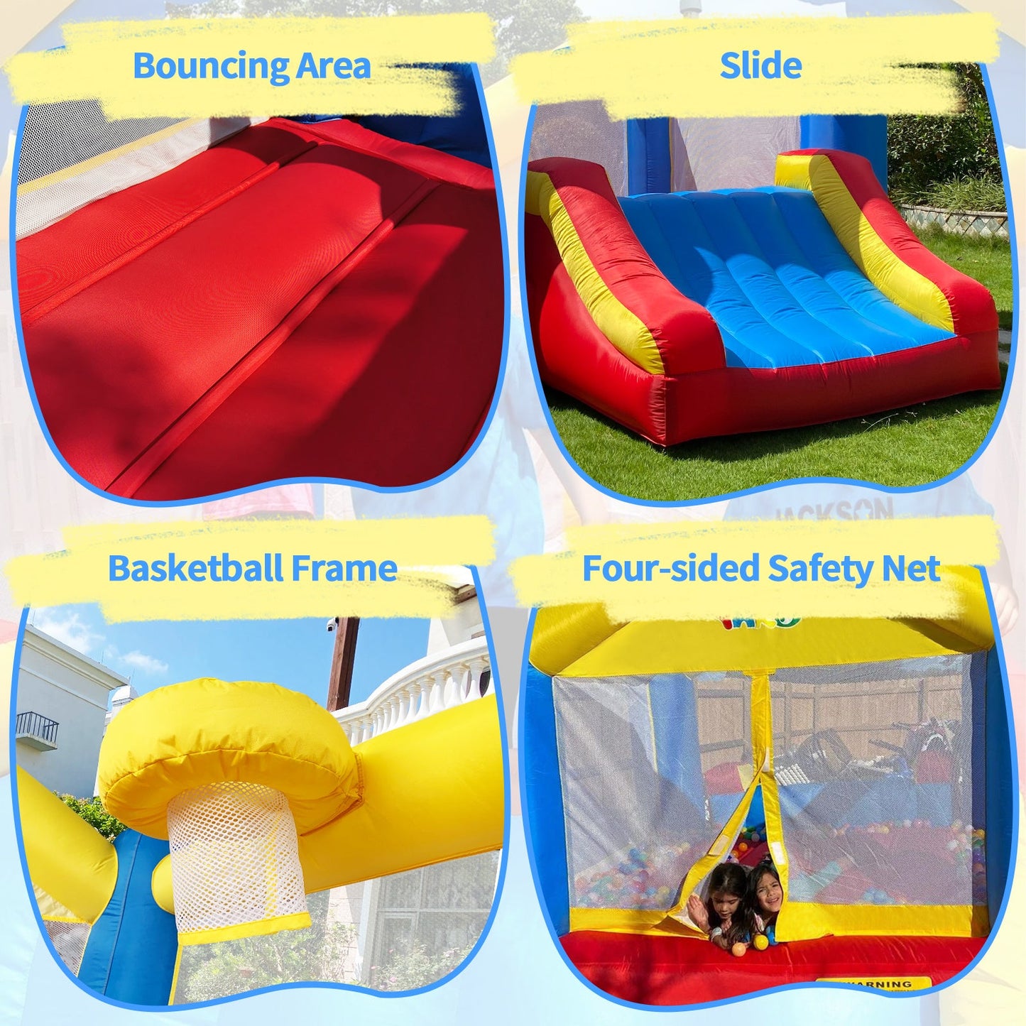YARD Bounce House Inflatable Bounce House with Basketball Hoop Royal Bouncer for Kids, Outdoor Bouncy House, Durable Seam Forced Buffer Strips, Big Slide, 12 x 9 x 8 ft H, w/ UL Certified Air Blower