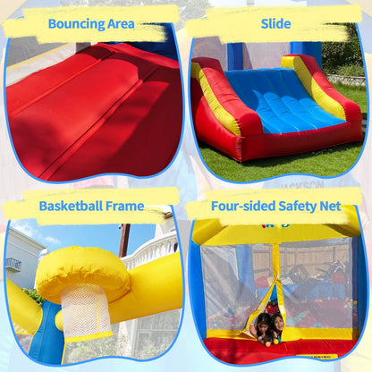 YARD Bounce House Inflatable Bounce House with Basketball Hoop Royal Bouncer for Kids, Outdoor Bouncy House, Durable Seam Forced Buffer Strips, Big Slide, 12 x 9 x 8 ft H, w/ UL Certified Air Blower