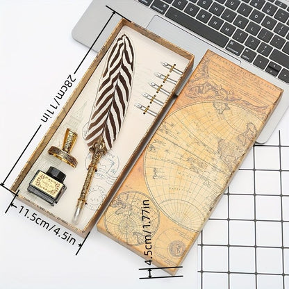 Mother's Day Gift Feather Pen Gift Box Set Dipped In Water Sign Pen European Style Retro Creative Exquisite Gift Box Best Gift For Mom Birthday Gift