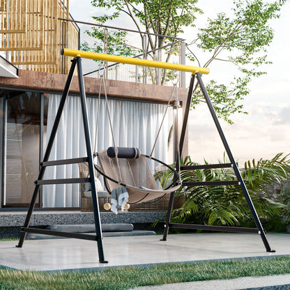 Metal Swing Stand Swing Sets for Backyard,Powder Coated Swing Frame of Swing Set with Extra Side Bars,880 Lbs Heavy-Duty A-Frame Outdoor Swing Fits Swing Chair,Porch Swing