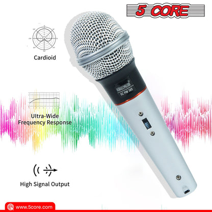5 Core Microphone Wired Dynamic Vocal Handheld Mic Cardioid Karaoke Unidirectional Microfono w On and Off Switch Includes XLR Audio Cable for Singing, Public Speaking & Parties PM 305