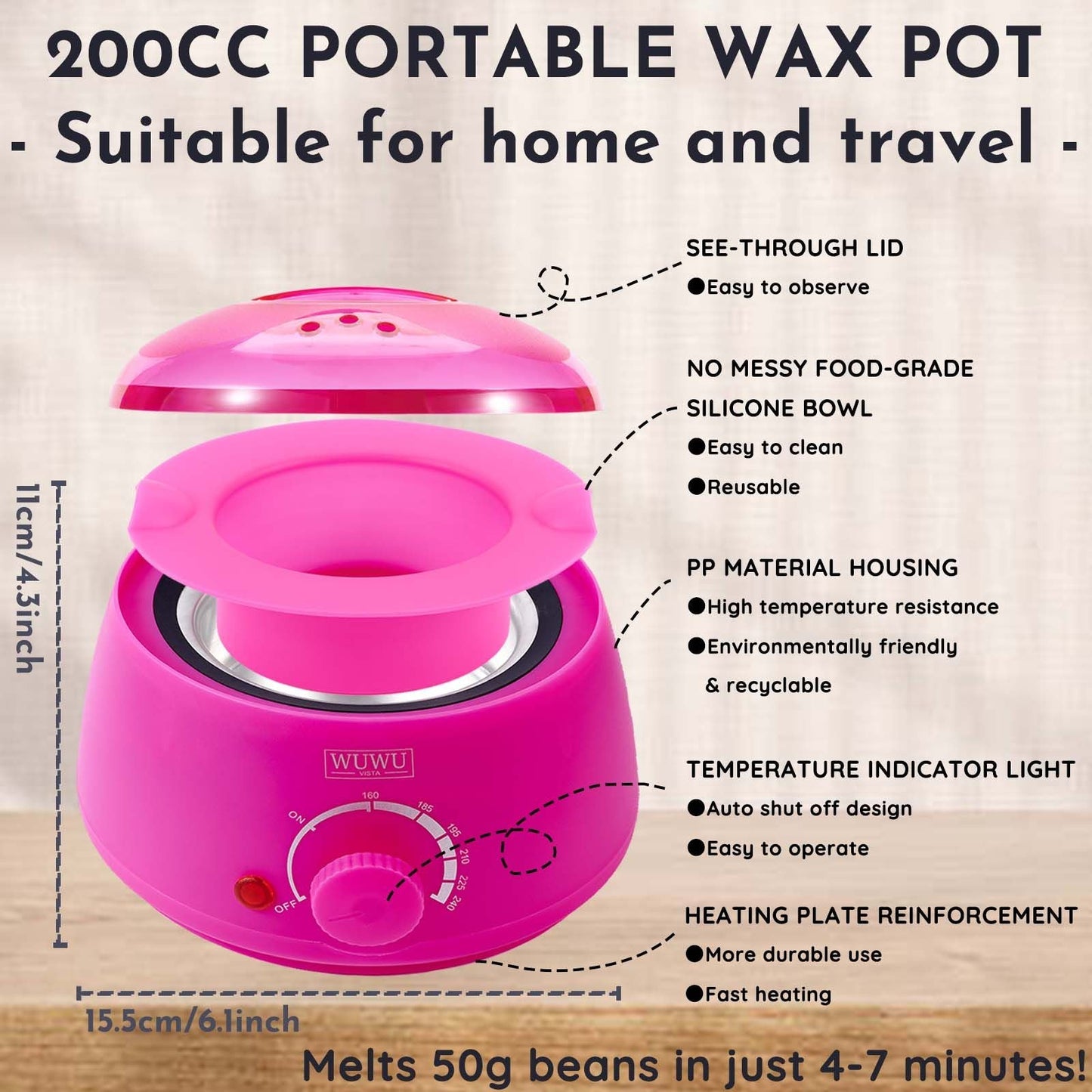 Waxing kit 23 items, WUWUVISTA Hair Removal Hard Wax Kit with Wax Warmer&Wax Beads for Full Body/Face/Underarm/Bikini/Sensitive Skin for Women&Men