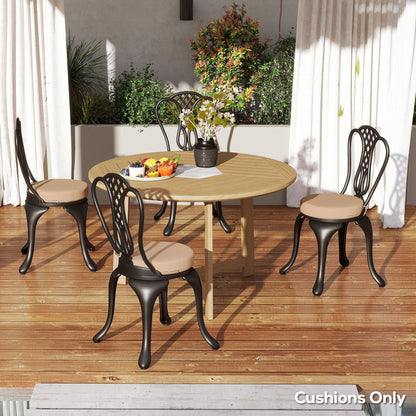 Patio Chair Cushions Set of 4 Round Seat Cushions for Dining Bistro Chairs Machine Washable, 15" x 15" x 3", Khaki