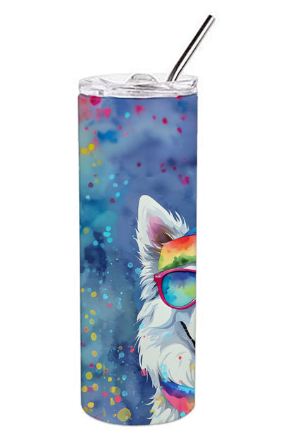 American Eskimo Hippie Dawg Stainless Steel Skinny Tumbler Vacuum Double Walled Reusable Insulated Tumbler Travel Cup for Coffee Cocktails Gift with Lid, 20 oz