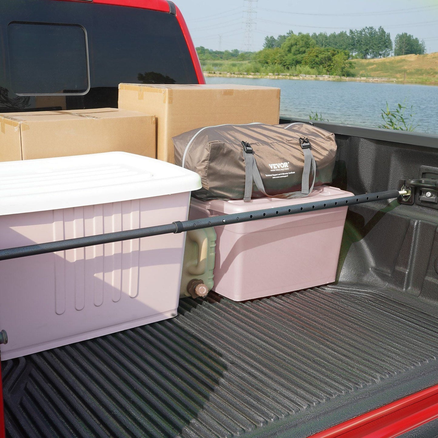 VEVOR Cargo Bar, Truck Bed Bar Adjustable from 40" to 73", Heavy-duty Steel Cargo Stabilizer Bar with 220 lbs Capacity, Truck Load Bar Stop Sliding for Pickup Truck Bed, SUV, Minitruck
