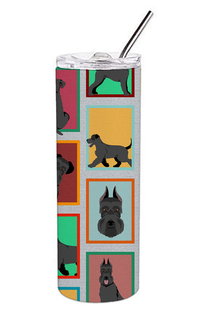 Lots of Black Schnauzer Stainless Steel Skinny Tumbler Vacuum Double Walled Reusable Insulated Tumbler Travel Cup for Coffee Cocktails Gift with Lid, 20 oz
