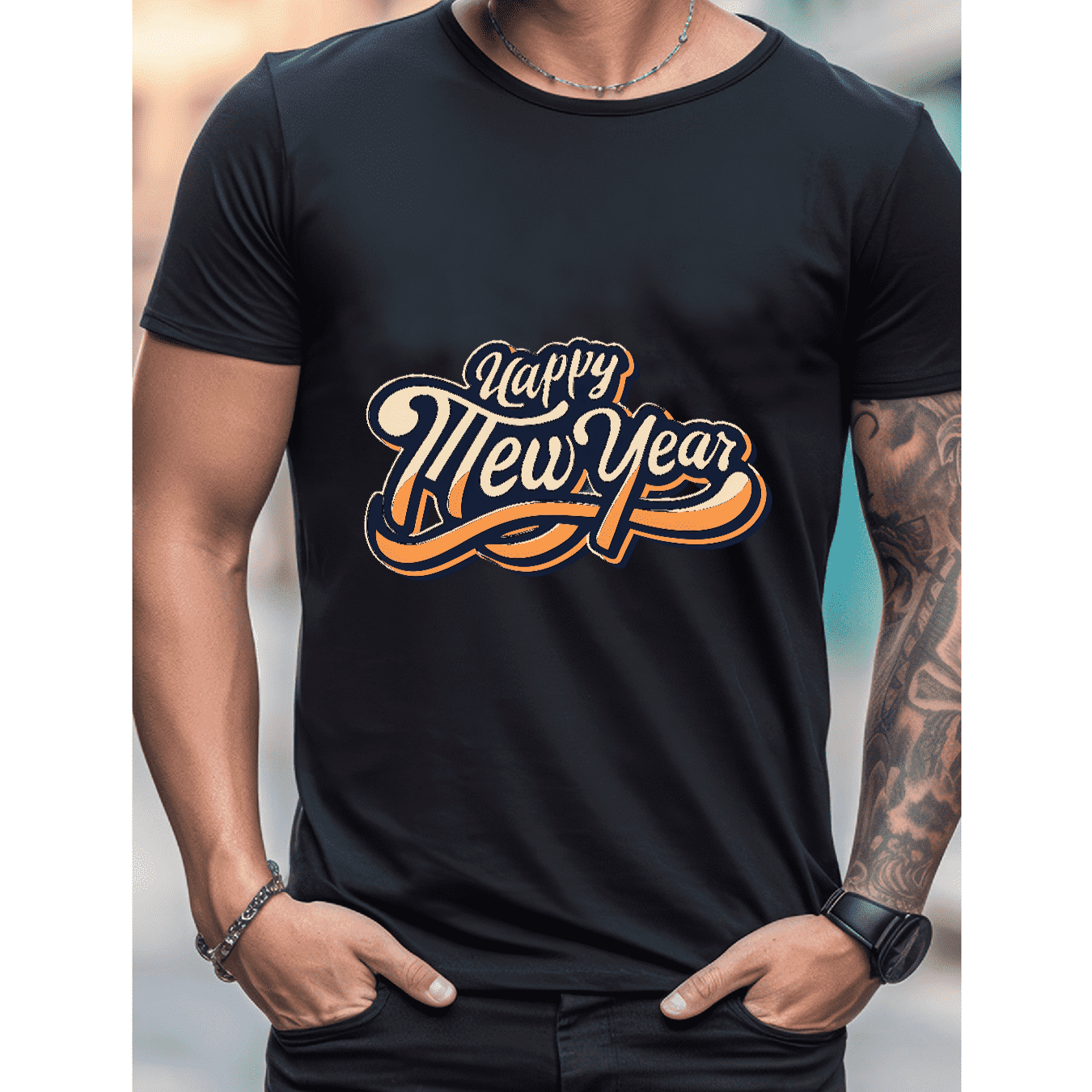 2025 New Year Cotton T-Shirt for Men - Stylish & Comfortable Short Sleeve Tee for All Seasons