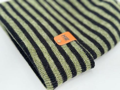 HAAKWEAR Theta Stitch RORO Cuffed Beanie (Patent Pending Design)-Green/Black, Made in USA