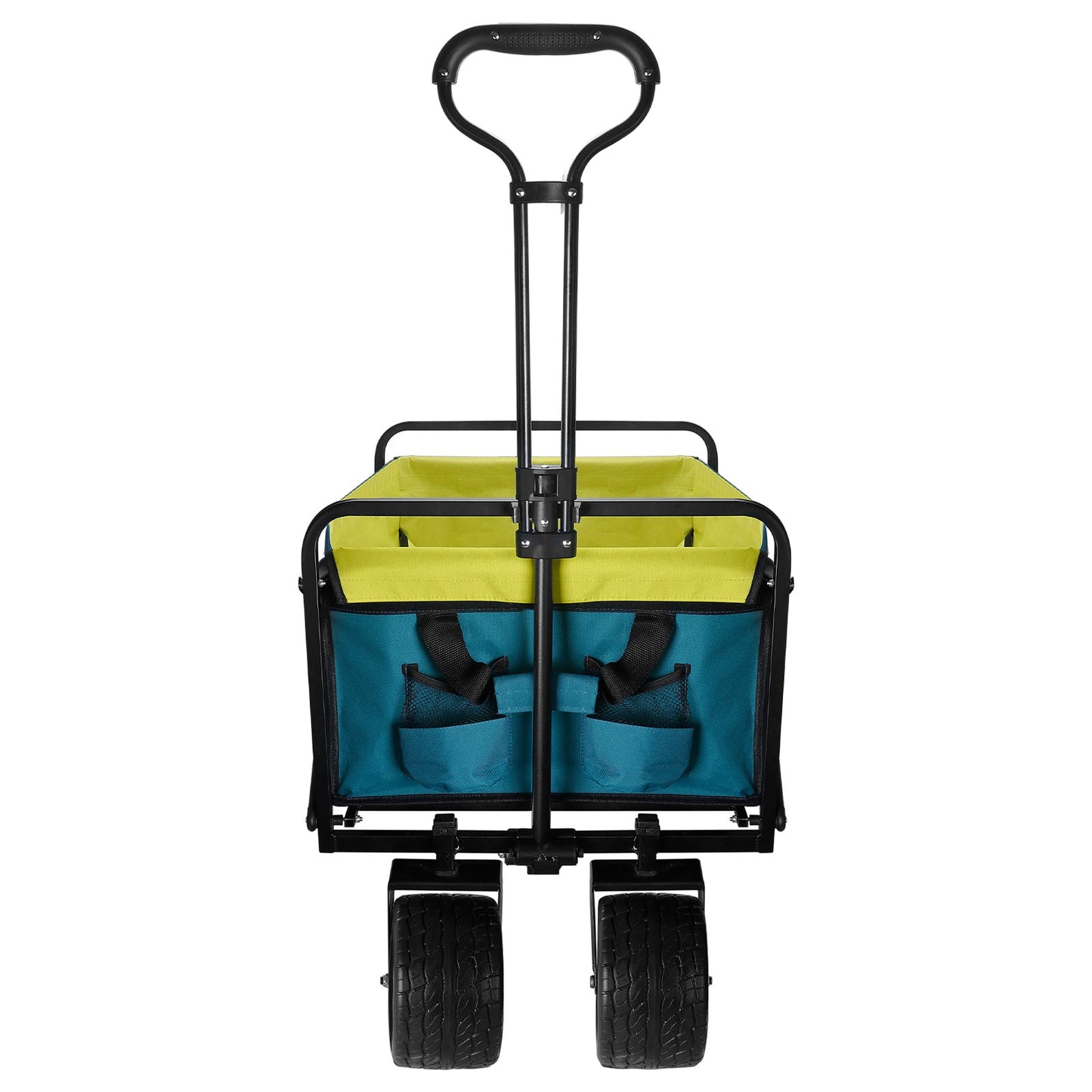 (FedEx pickup only) Collapsible Folding Wagon Utility Outdoor Camping Garden Cart with Adjustable Handle (Blue)