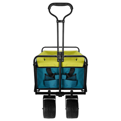 (FedEx pickup only) Collapsible Folding Wagon Utility Outdoor Camping Garden Cart with Adjustable Handle (Blue)