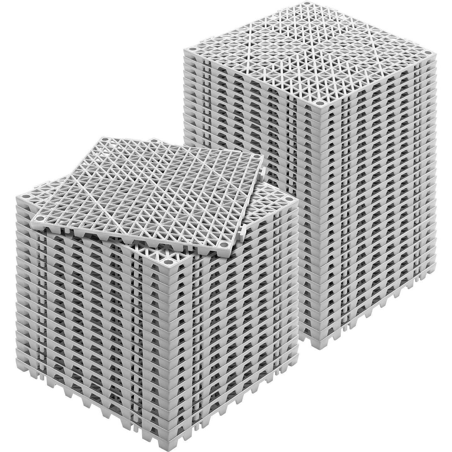 VEVOR Interlocking Tile 50PCS Gray, Drainage Tiles 12" x 12" Splicing, PVC Interlocking Drainage Floor Tiles, Non-Slip Drainage Holes for Restroom, Bathroom, Kitchen, Pool, Wet Areas