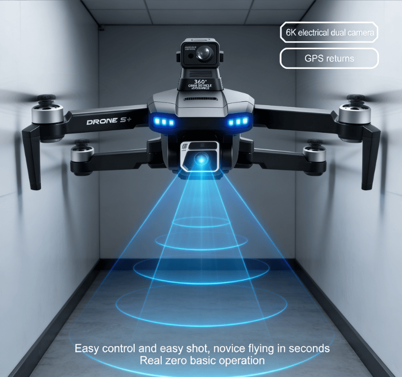 DRONE S+ 6K Electric Tuning Dual-Camera Drone with 360° Laser Obstacle Avoidance, GPS Automatic Return, Perfect Aerial Photography Tool for Beginners with Zero Threshold
