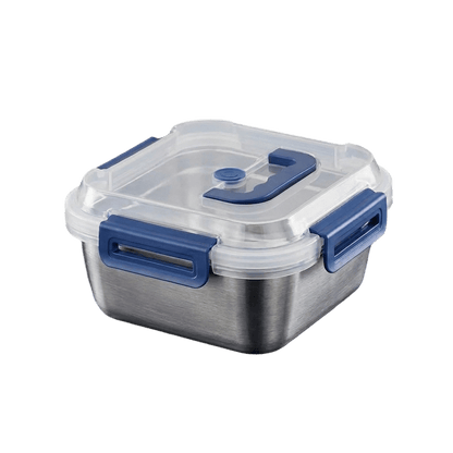 Yakimoto 2/4/6/8/10 PCS Extra-Large Stainless Steel Food Storage Containers With Blue Lids - Deep Design, Airtight Seal, Perfect For Refrigerator Organization, Meal Prep, Lunch Boxes & Kitchen Pantry