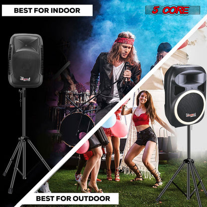 5 Core Speaker Stand Tripod Floor Tall Adjustable Up to 72 Inch DJ Studio Monitor Stands Pole Mount - SS ECO 1PK WOB