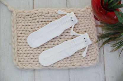 White Socks with Magnetic Hands Couple Socks for Valentines Day 1 Pair