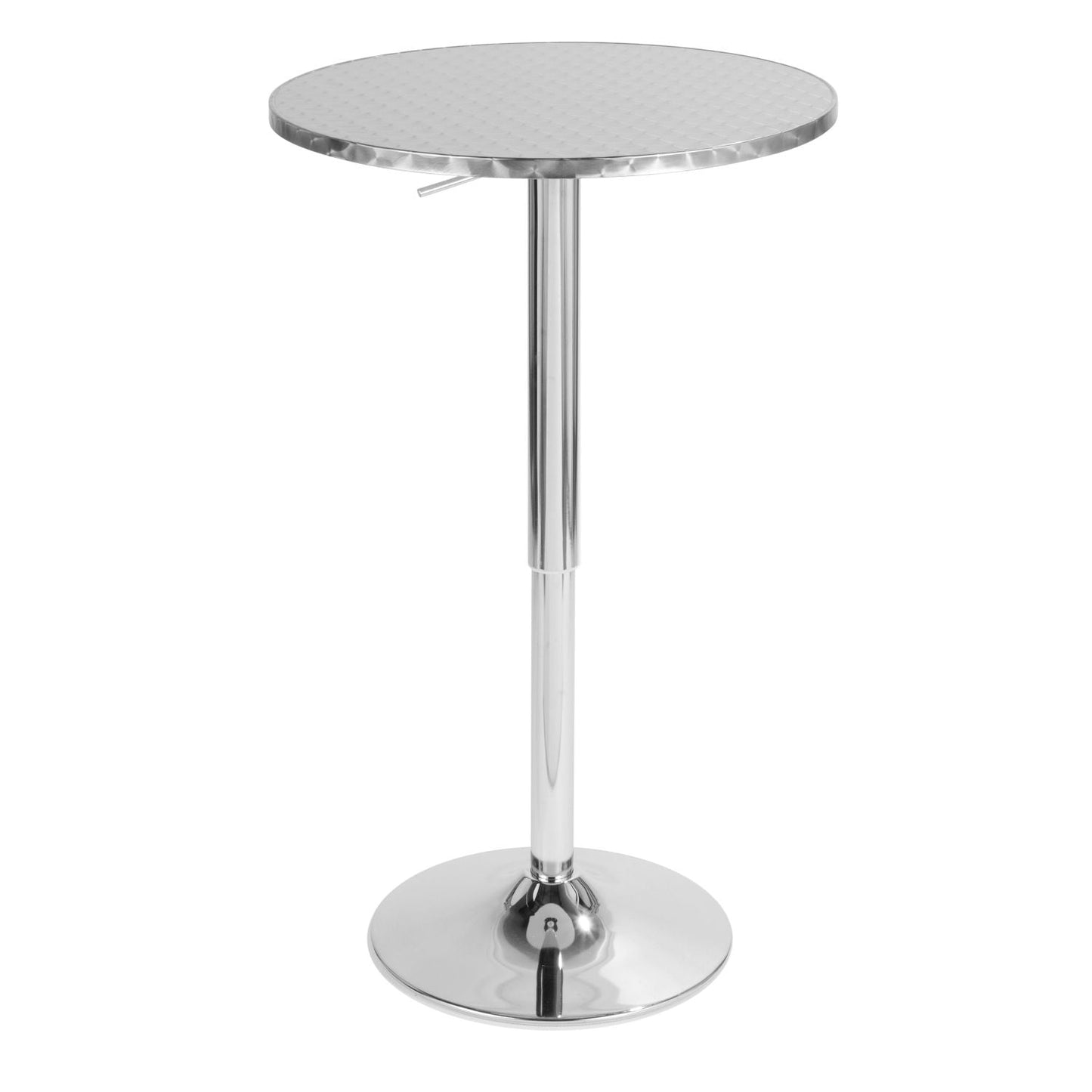 Bistro Round-Ale Contemporary Adjustable Bar Set in Silver and Chrome Metal with Grey PVC and Oval Footrest by - 3 Piece