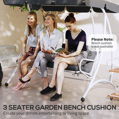 3 Seater Outdoor Seat Pads Bench Swing Chair Replacement Cushions Backrest for Patio Garden, Dark Grey