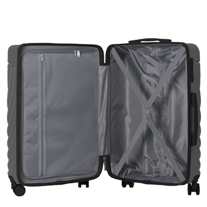 Luggage Sets ABS Hardshell 3pcs Luggage, Lightweight Durable Suitcase sets Spinner Wheels Suitcase with TSA Lock 20''24''28'' Available(Grey Ash)