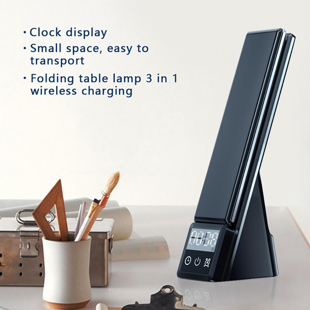 Led Table Lamp 15w Wireless Charger Compatible For Iwatch Airpods Fast Charging Station Multi-functional Clock Charge Dock Stand