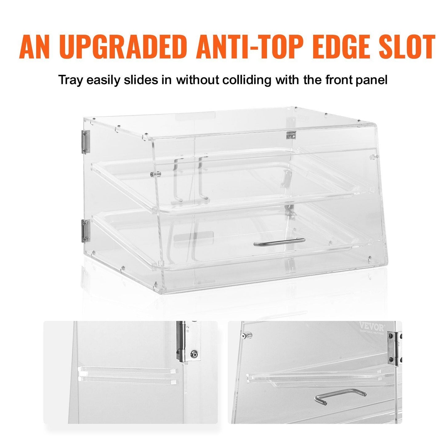 VEVOR Pastry Display Case, 2-Tier Commercial Countertop Bakery Display Case, Acrylic Display Box with Rear Door Access & Removable Shelves, Keep Fresh for Donut Bagels Cake Cookie, 20.7"x13.2"x11.9"