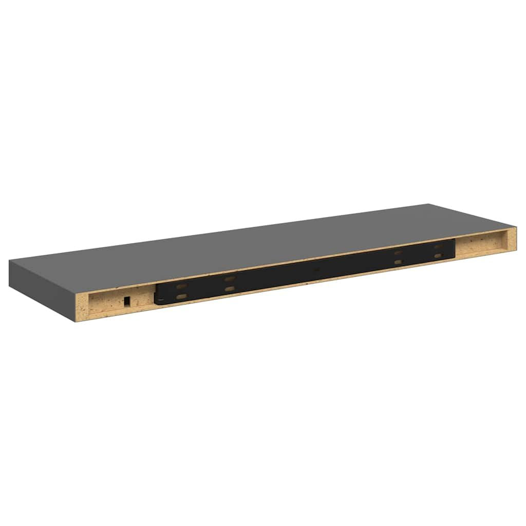 Wall Shelf Set of 2 High gloss grey Honeycomb MDF, metal frame