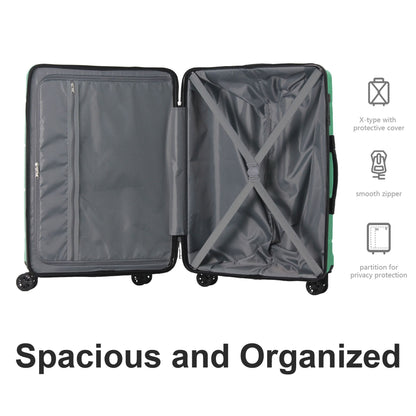 3-Piece Luggage Sets (20", 24", 28"), Suitcase with Wheels, Hardside Suitcase With Four Spinner Wheels and Scratch-Resistant Surface, Green