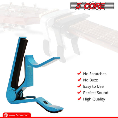 5Core Guitar Capo Acoustic Clip Guitar String Instrument Clamp Fret Electric Guitar Accessories Kapo Guitar Neck CAPO BLUE