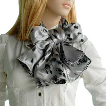 Blando Silver Leopard Design Elegant Delicately Soft Silk Scarf/Wrap/Shawl(Small)