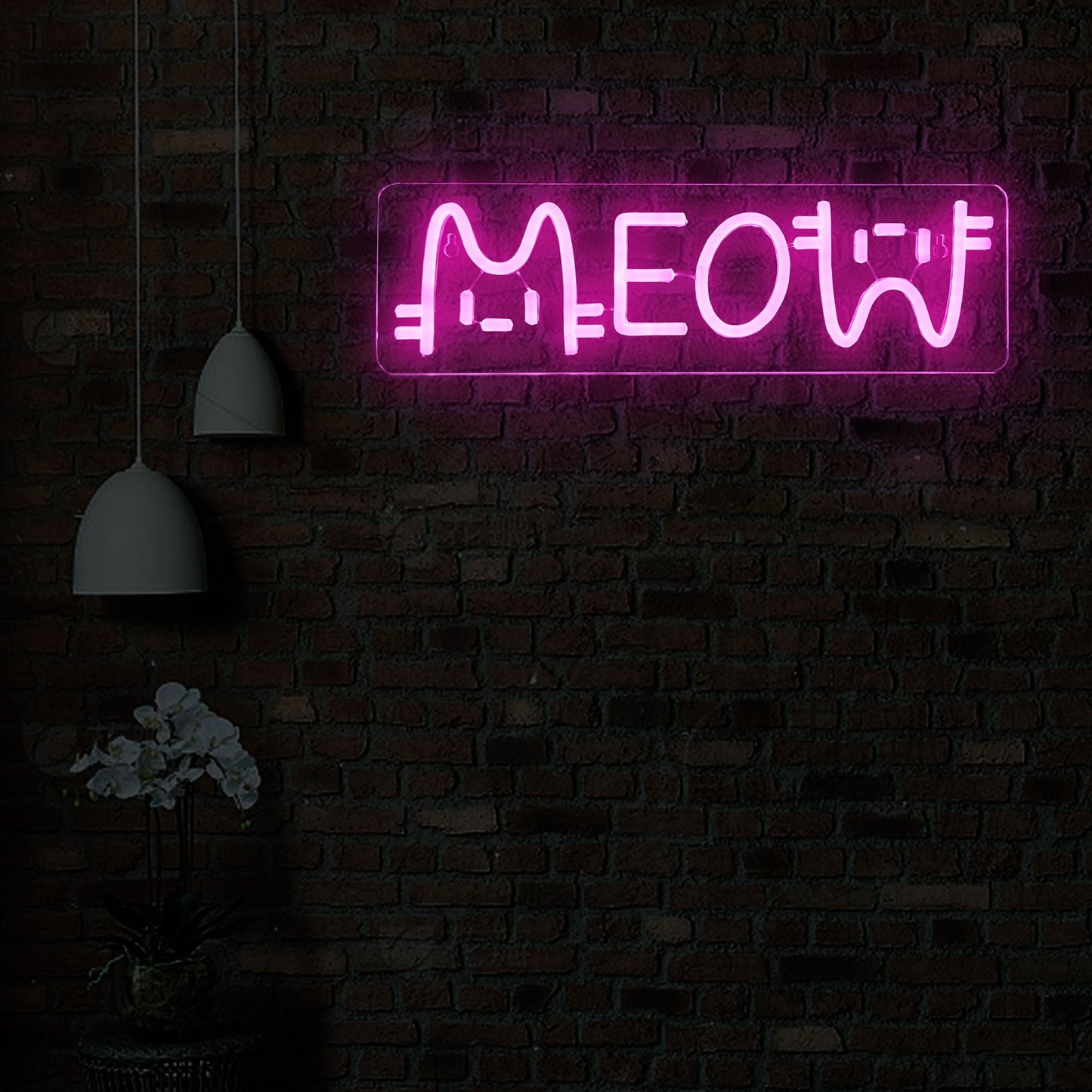 1 LED neon light, pink "meow meow" cat shaped wall decoration light, bright neon light with USB, suitable for decorating girls' bedrooms, 5V adjustable lighting, very suitable for room accents