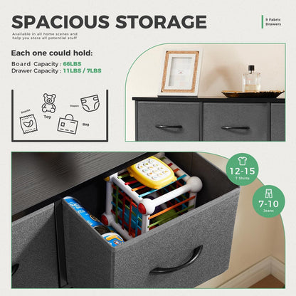 Dresser For Bedroom With 9 Fabric Storage Drawer Wardrobe Tall Chest Organizer Closet Adult Kids Clothes Cabinet Furniture