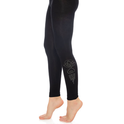 Bamboo Leggings for Women Soft Stretchy Full Length Elastic Leggings with Fancy Accessories