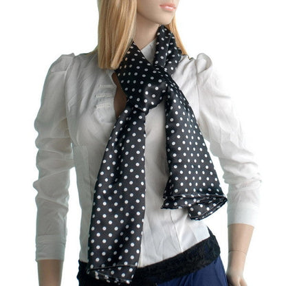 Blando Black Background Small Cute White Dot Design Soft Silk Scarf/Wrap/Shawl(Large)