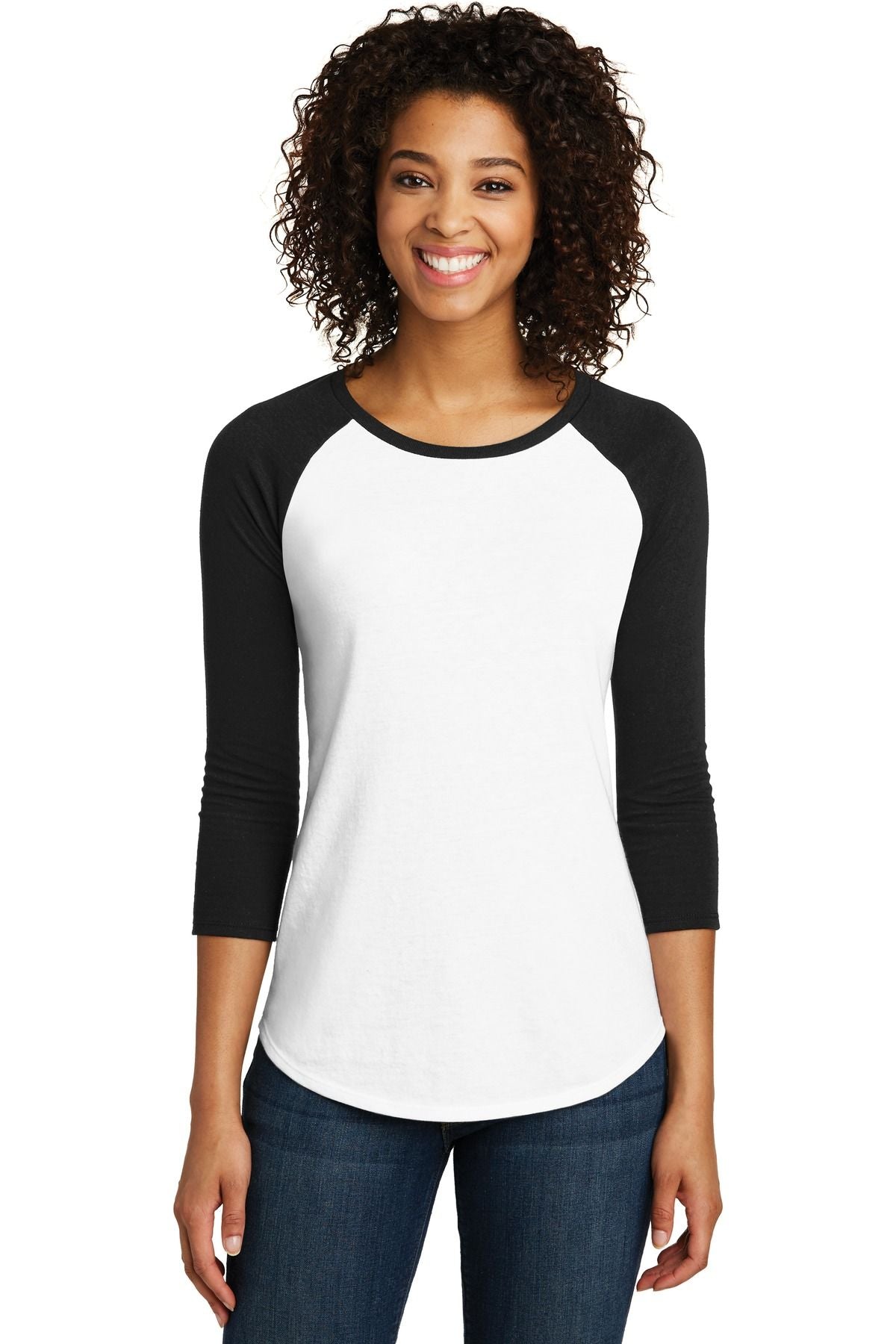 District Women's Fitted Very Important Tee 3/4-Sleeve Raglan DT6211
