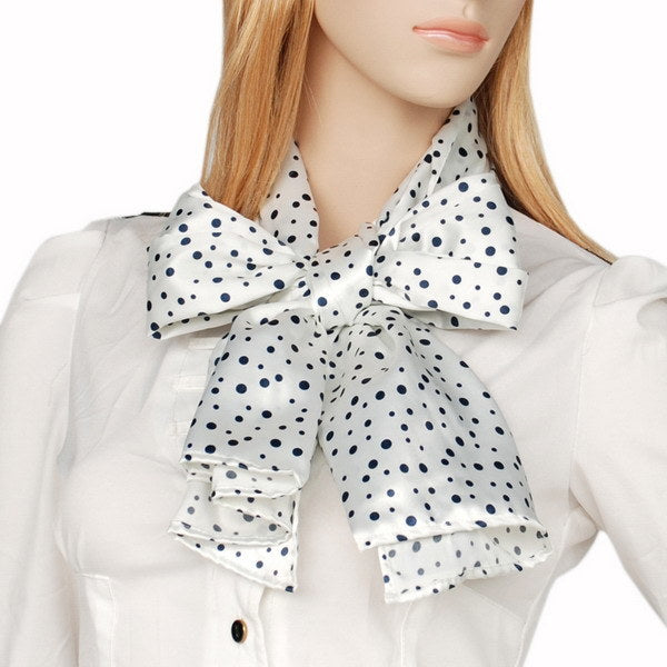 Blando White Background Little Black Dots Douce Extremely Soft Silk Scarf/Wrap/Shawl(Large)