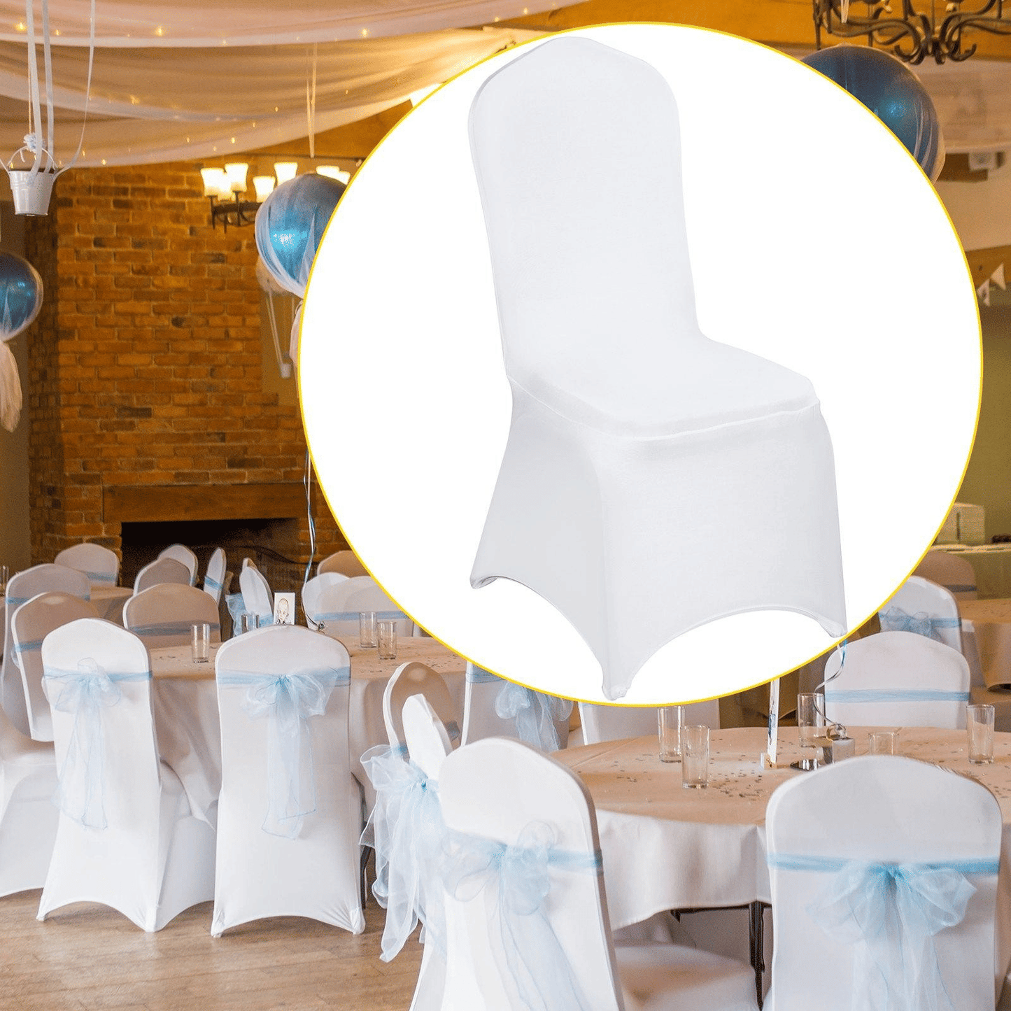100PCS White Chair Covers Stretch Spandex Folding for Wedding Party Dining