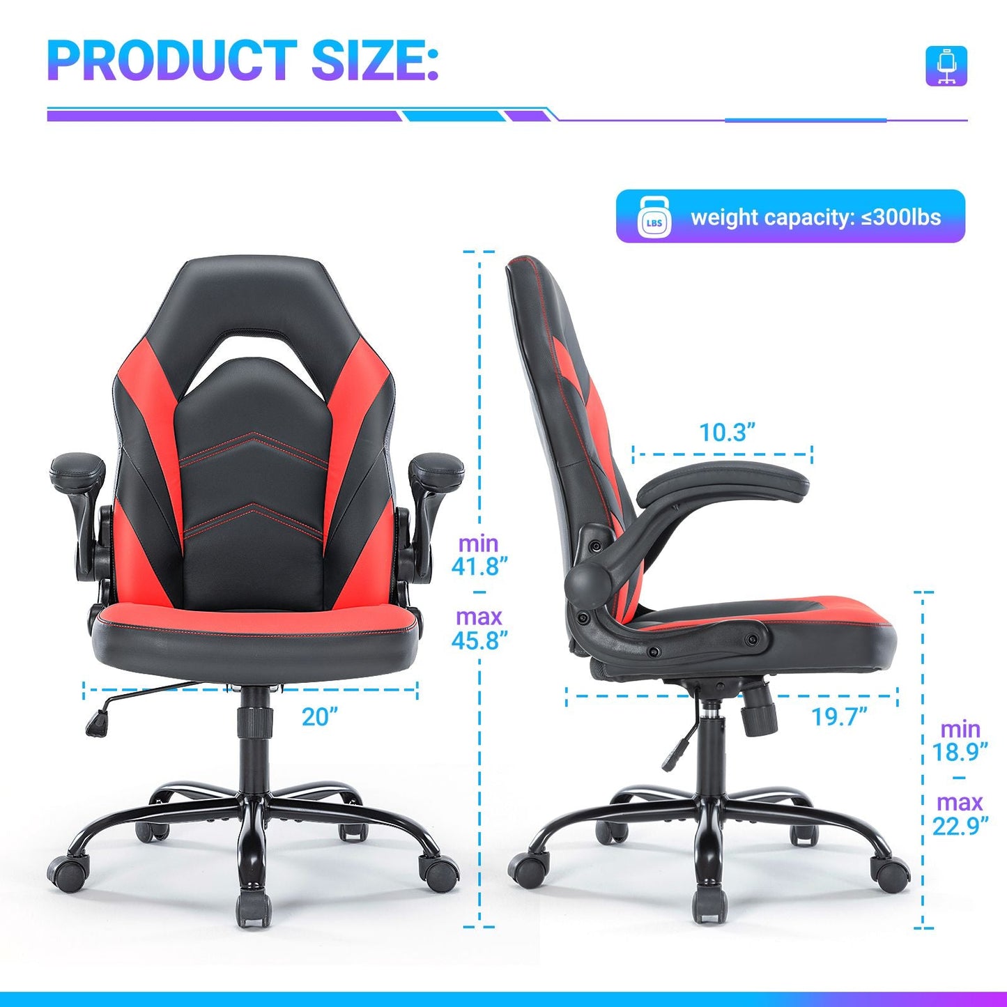 Ergonomic Office Computer Home Gaming Desk Chair Adjustable PU Leather Racing Chair Flip-up Armrest For Christmas Furniture