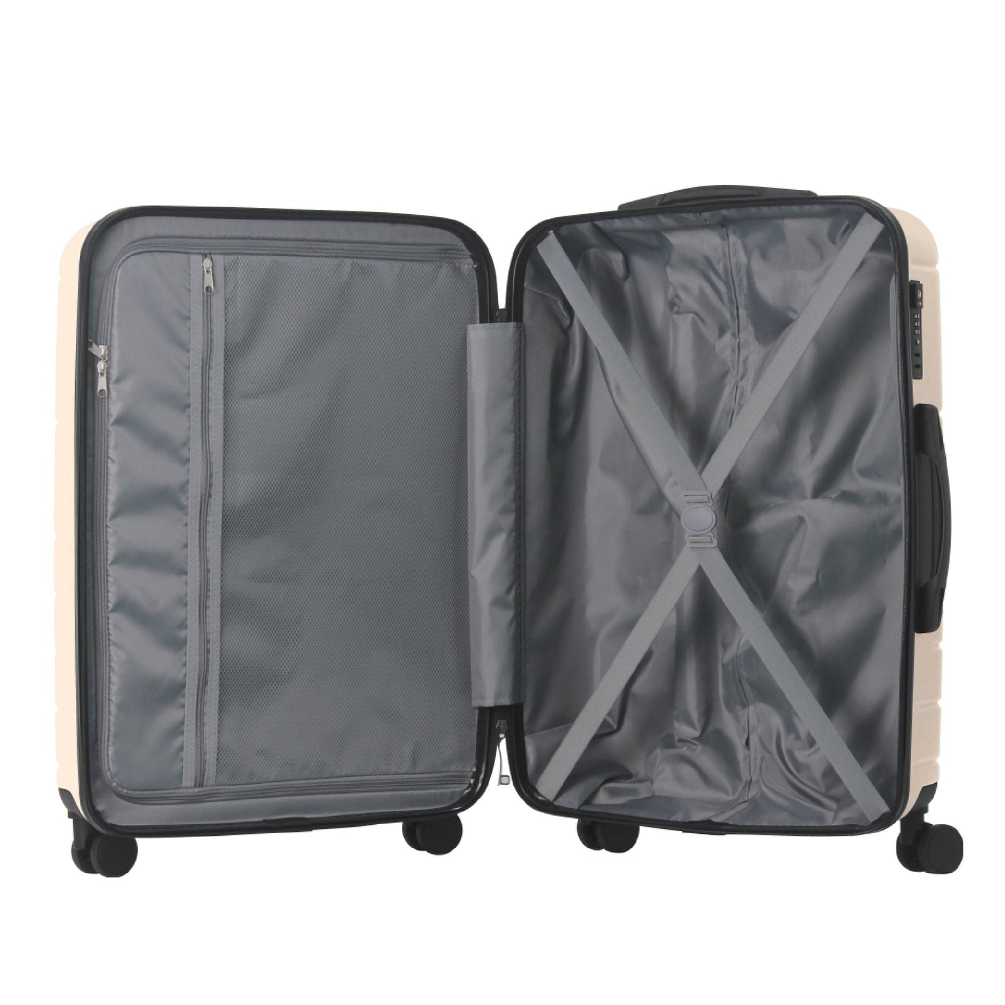 Luggage Sets ABS Hardshell 3pcs Luggage, Lightweight Durable Suitcase sets Spinner Wheels Suitcase with TSA Lock 20''24''28'' Available(Beige)