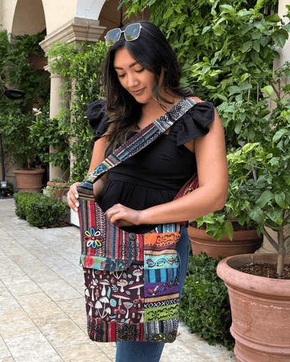 Kathmandu Collection Tribal Stripe Patchwork Hobo Bag