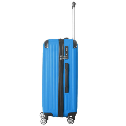 3-Piece Lightweight ABS Hardshell Luggage Set (20", 24", 26") in Deep Blue with Spinner Wheels, TSA Lock, and Adjustable Telescopic Handle - Durable Travel Suitcases