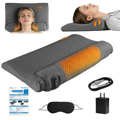 Neck Massager Pillow Ergonomic Massager Memory Foam Pillow with 3-Level Heating 3-Intensity Vibration 30Min Timer for Neck Back Shoulder Pain Relief