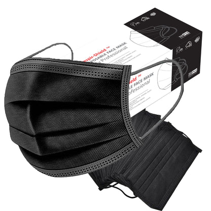 Respir-Shield™ 150PCS - 3 PLY Black Non-Medical Disposable Face Masks;  Comfortable Elastic Ear loops Face Masks;  Breathable for Daily Protection Air Pollution;  Dust-proof